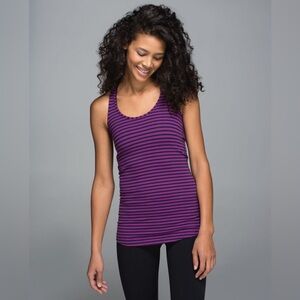 Lululemon Cool Racerback Double Trouble Stripe Ultra‎ Violet Black Grape Size 6